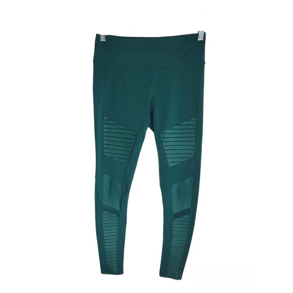 ALO Yoga Pants - Alo Womens Green Pull On Moto Leggings Skinny Leg Elastic Waist Size S